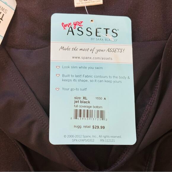 NWT Assets by Spank Swim Bikini Bottom Brief Jet Black Size XL - Picture 4 of 5